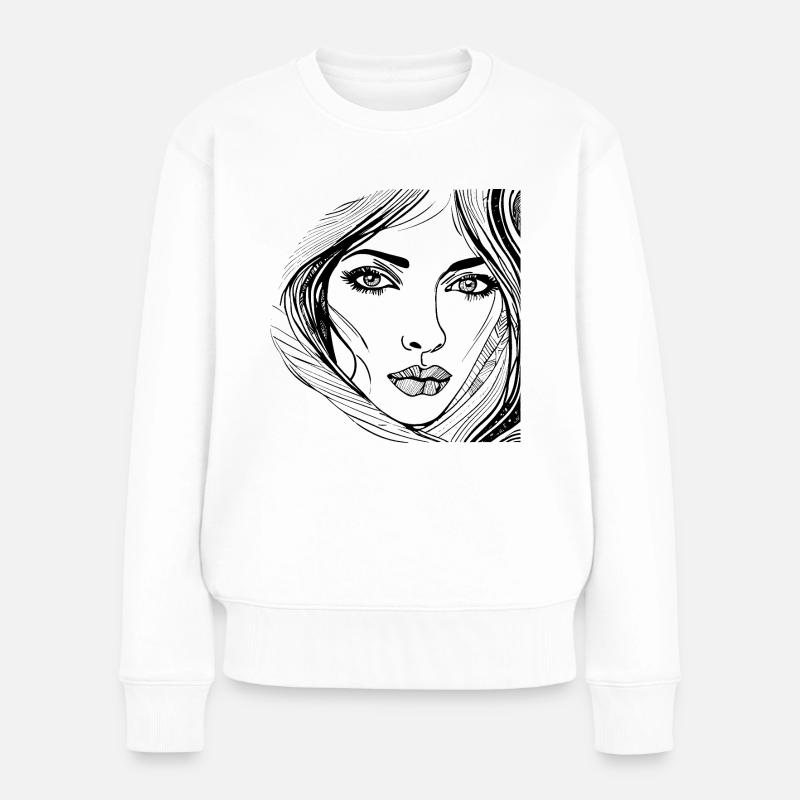 Sinnlicher Frauenkopf - Frauen Premium Bio Pullover - Weiß