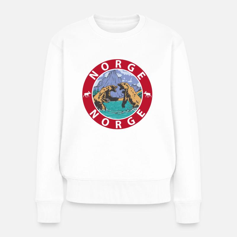 Norwegen - Frauen Premium Bio Pullover - Weiß
