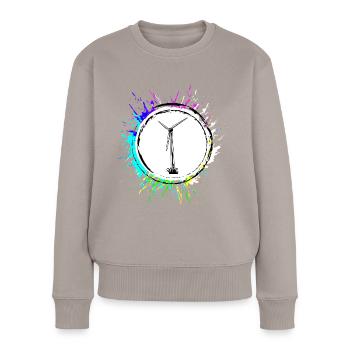 Éolienne Silhouette Energy - Pull Premium bio Femme - taupe - Devant - Julia (174cm)
