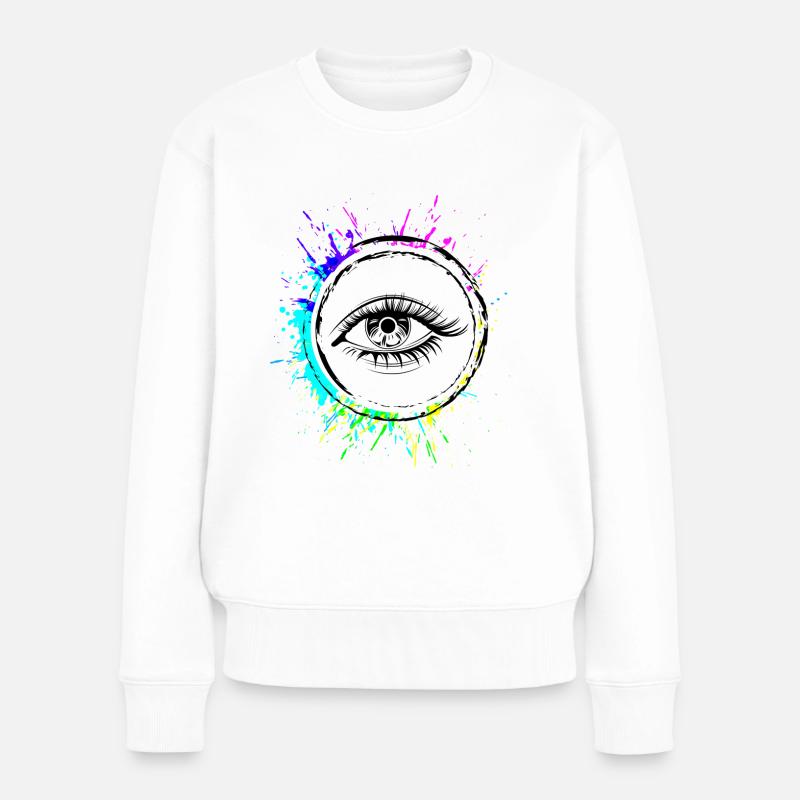 Symbole des yeux cils - Pull Premium bio Femme - blanc