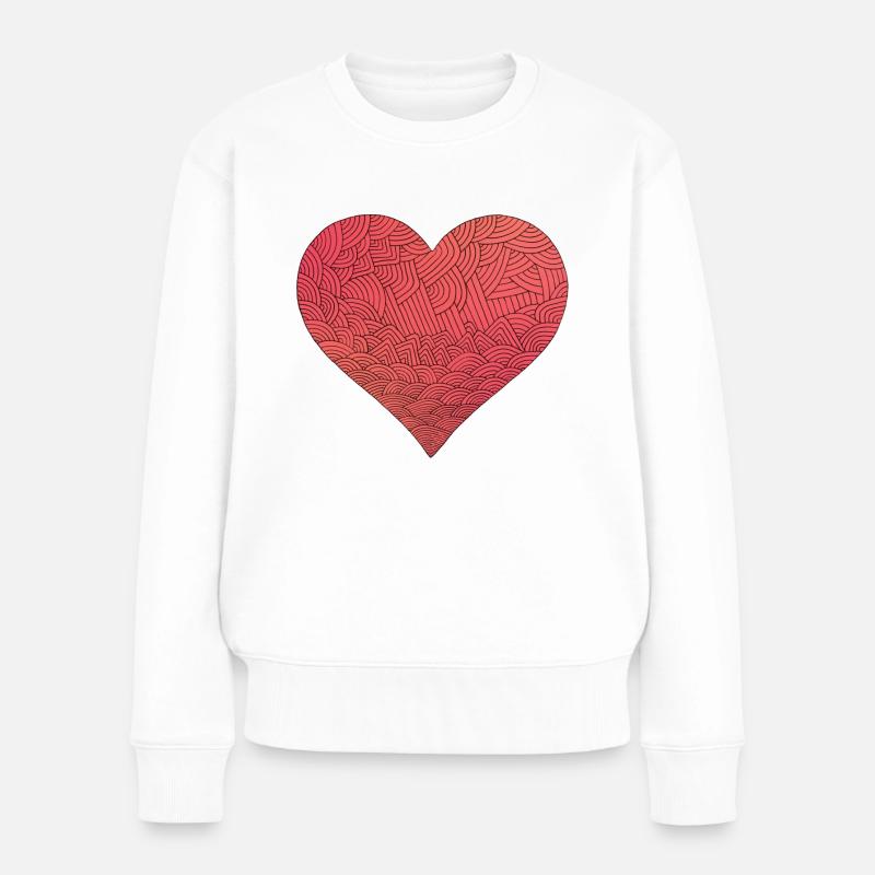rotes herz red heart valentine valentinstag liebe7 - Frauen Premium Bio Pullover - Weiß
