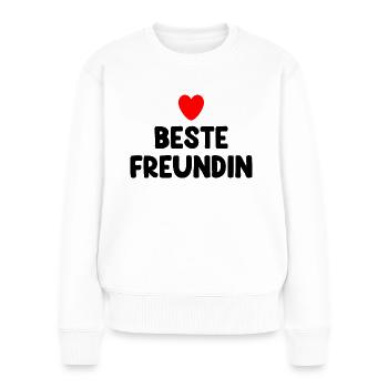 Beste Freundin Herz - Frauen Premium Bio Pullover - Weiß - Vorne - Julia (174cm)