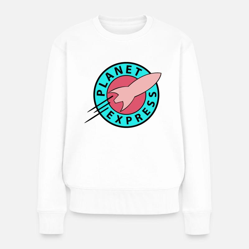 Futurama Planet Express Cool Retro - Frauen Premium Bio Pullover - Weiß