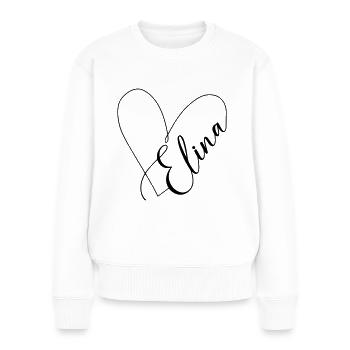 Elina Name Herzlinie - Frauen Premium Bio Pullover - Weiß - Vorne - Julia (174cm)