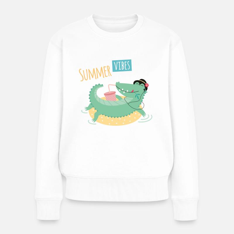 SUMMER VIBES - Frauen Premium Bio Pullover - Weiß