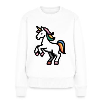Minimales Regenbogen-Einhorn – Einfache Fantasy-Pferdekunst - Frauen Premium Bio Pullover - Weiß - Vorne - Julia (174cm)