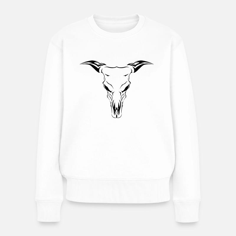 gruseliger Kuhschädel - Frauen Premium Bio Pullover - Weiß