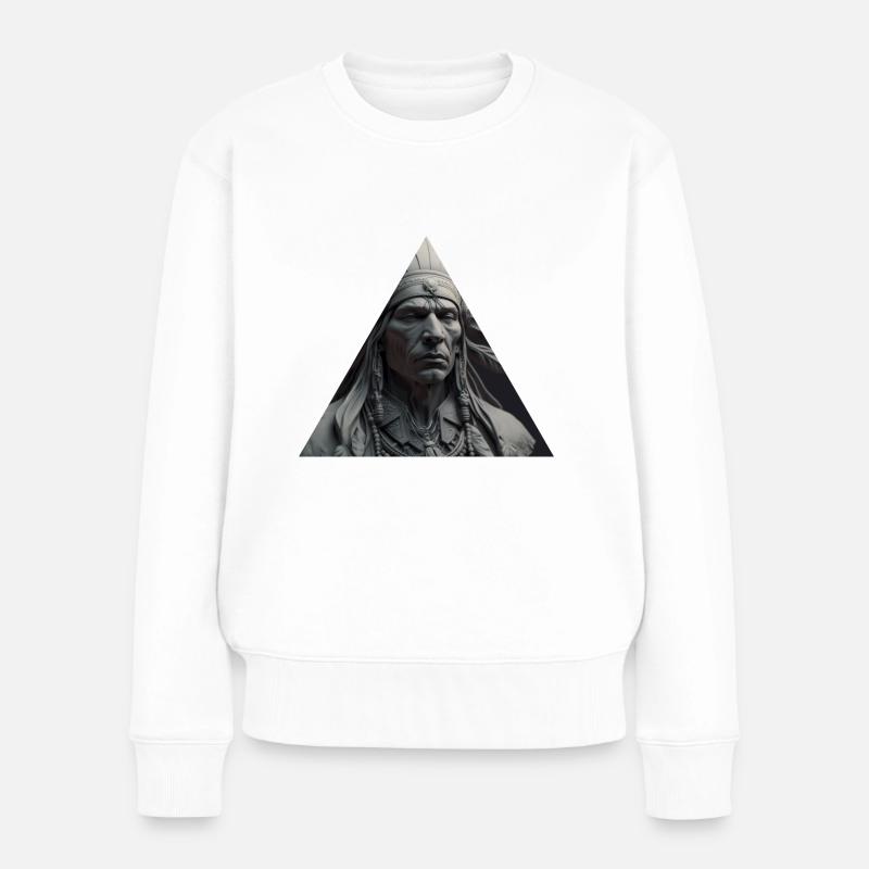 Indianer Häuptling Dreieck Rahmen - Frauen Premium Bio Pullover - Weiß