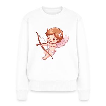 Ange de la Saint-Valentin en amour Cupidon - Pull Premium bio Femme - blanc - Devant - Julia (174cm)