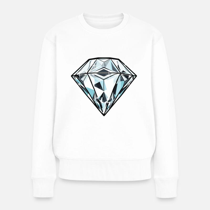 Diamant Juwel - Frauen Premium Bio Pullover - Weiß