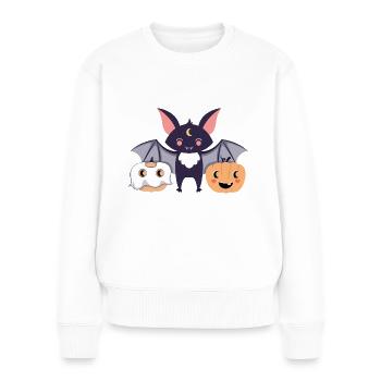 Bat with pumpkins - Women's Premium Organic Jumper - white - Front - Julia (174cm)