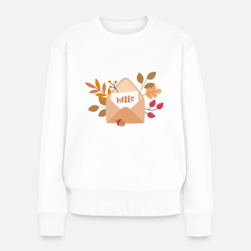 Brief mit herbstlichen Grüßen - Frauen Premium Bio Pullover - Weiß