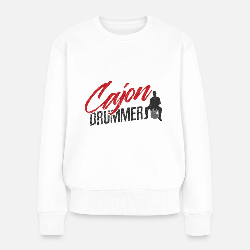 Cajon Cajon Drummer - Frauen Premium Bio Pullover - Weiß