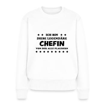 Chefin Mama Lustiger Spruch Familie Beruf Geschenk - Frauen Premium Bio Pullover - Weiß - Vorne - Julia (174cm)