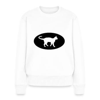 Demi-cercle et chat - - Pull Premium bio Femme - blanc - Devant - Julia (174cm)