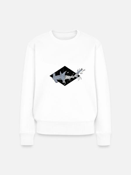 Geometric Hammerhead Shark - Women's Premium Organic Jumper - white