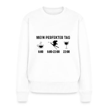 Mein Perfekt-Tag - (2) - Frauen Premium Bio Pullover - Weiß - Vorne - Julia (174cm)