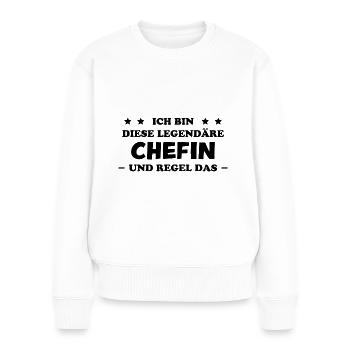 Chefin Mama Lustiger Spruch Familie Beruf Geschenk - Frauen Premium Bio Pullover - Weiß - Vorne - Julia (174cm)