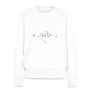 Herzschlag Berge - (2) - Frauen Premium Bio Pullover - Weiß - Vorne - Julia (174cm)