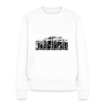 Fahrradkette und Wald - - Frauen Premium Bio Pullover - Weiß - Vorne - Julia (174cm)