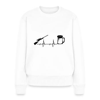 Herzschlagbier und Jagd - - Frauen Premium Bio Pullover - Weiß - Vorne - Julia (174cm)