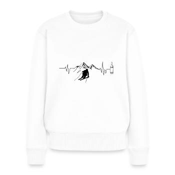 Herzschlag Berge, Wein und Ski - (S.K) - Frauen Premium Bio Pullover - Weiß - Vorne - Julia (174cm)