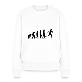 Evolution und Laufen - - Frauen Premium Bio Pullover - Weiß - Vorne - Julia (174cm)