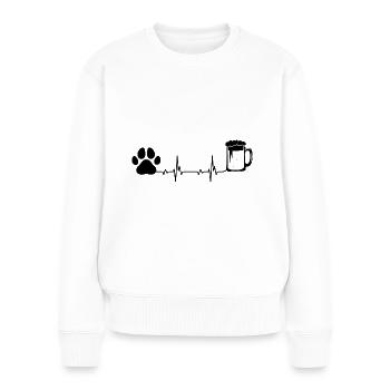 Heartbeat Bier und Hund - (2) - Frauen Premium Bio Pullover - Weiß - Vorne - Julia (174cm)