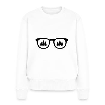 Sonnenbrille und Bäume - - Frauen Premium Bio Pullover - Weiß - Vorne - Julia (174cm)