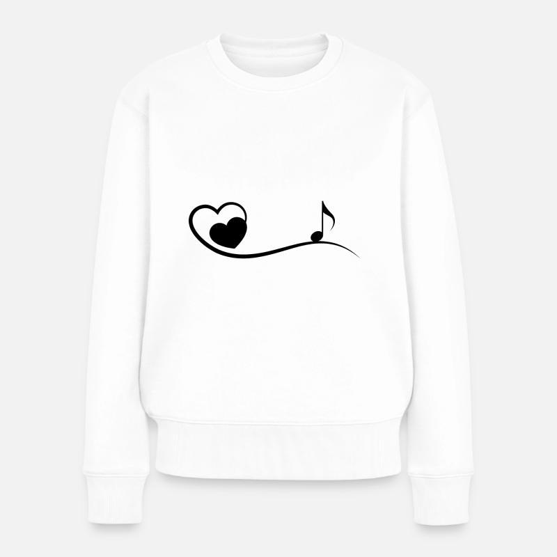 Herz und Musik - - Frauen Premium Bio Pullover - Weiß