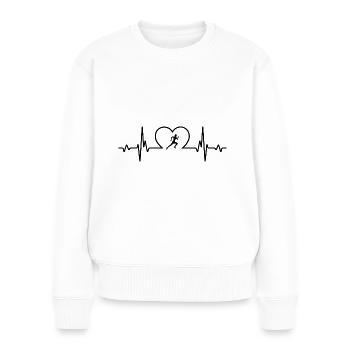 Heartbeat Heart et course - (3) - Pull Premium bio Femme - blanc - Devant - Julia (174cm)