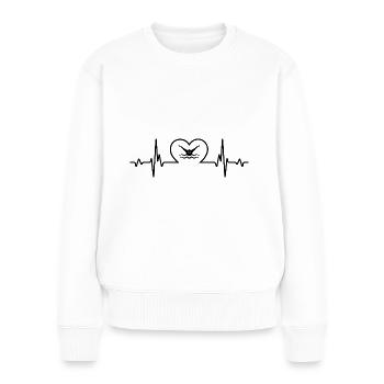 Herzschlagherz und Schwimmen - (2) - Frauen Premium Bio Pullover - Weiß - Vorne - Julia (174cm)
