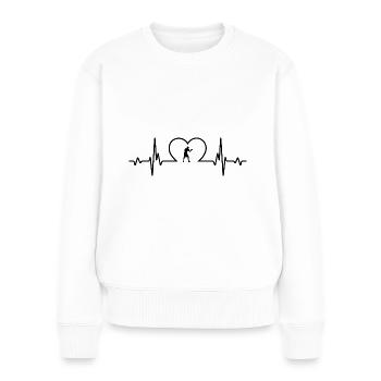 Herzschlagherz und Boxen - - Frauen Premium Bio Pullover - Weiß - Vorne - Julia (174cm)