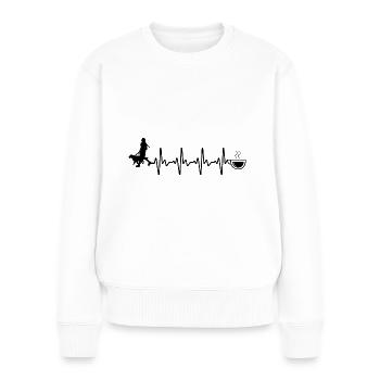 Heartbeat Coffee and Dog - (3) - Women's Premium Organic Jumper - white - Front - Julia (174cm)