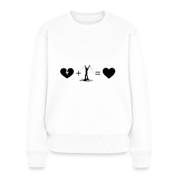 Gebrochenes Herz Herz und Skifahren 1 - - Frauen Premium Bio Pullover - Weiß - Vorne - Julia (174cm)