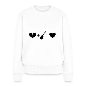 Gebrochenes Herz Herz und Gitarre - - Frauen Premium Bio Pullover - Weiß - Vorne - Julia (174cm)