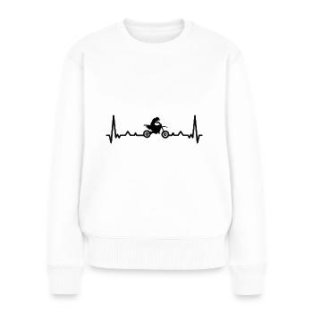 Herzschlag und Motorrad - (MOTORRAD) (2) - Frauen Premium Bio Pullover - Weiß - Vorne - Julia (174cm)
