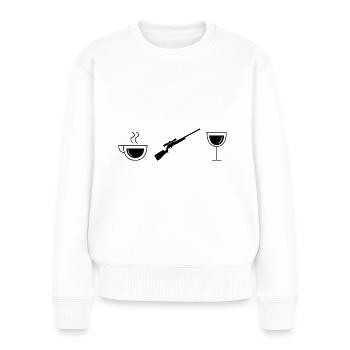 Vin de café et chasse - - Pull Premium bio Femme - blanc - Devant - Julia (174cm)