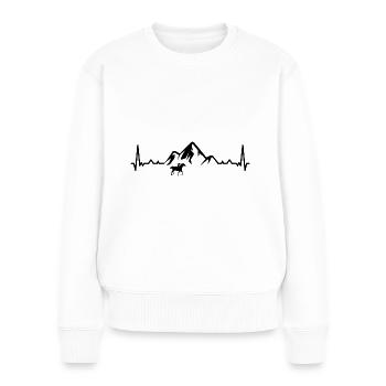 Heartbeat-Berg 1 und Pferd - - Frauen Premium Bio Pullover - Weiß - Vorne - Julia (174cm)