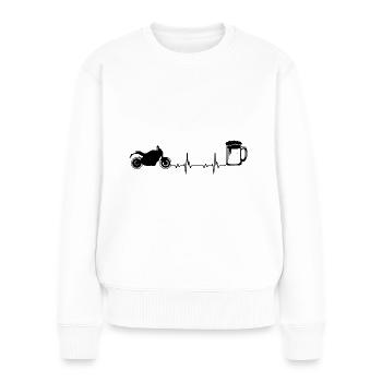 Heartbeat Bier und Motorrad - (MOTORRAD) - Frauen Premium Bio Pullover - Weiß - Vorne - Julia (174cm)