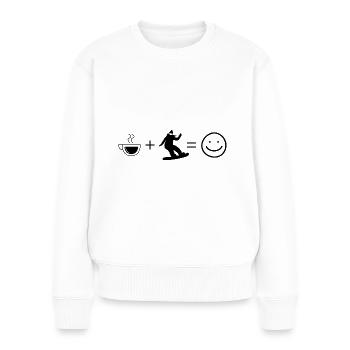 Kaffee Smile Face und Snowboarden 1 - - Frauen Premium Bio Pullover - Weiß - Vorne - Julia (174cm)