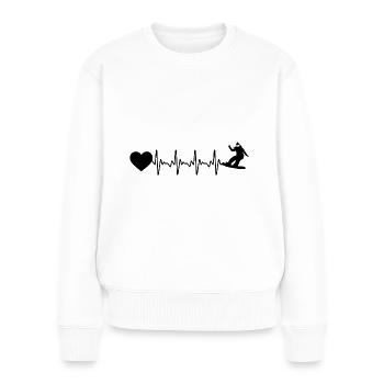 Heartbeat heart and snowboarding - - Women's Premium Organic Jumper - white - Front - Julia (174cm)