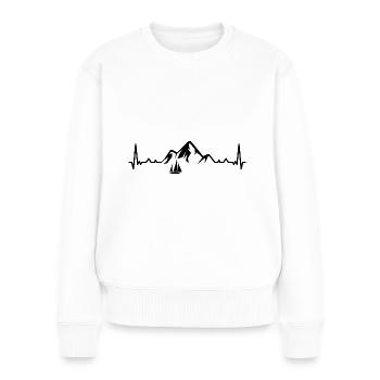 Heartbeat Mountain 1 et voilier - - Pull Premium bio Femme - blanc - Devant - Julia (174cm)