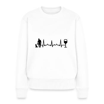 Heartbeat vin et chien - (4) - Pull Premium bio Femme - blanc - Devant - Julia (174cm)