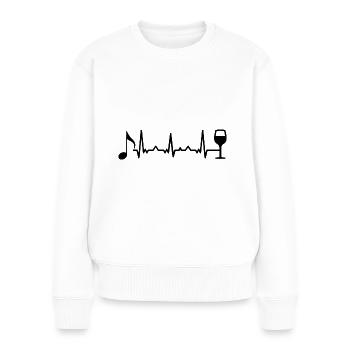Herzschlagwein und Musik - - Frauen Premium Bio Pullover - Weiß - Vorne - Julia (174cm)