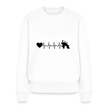 Cœur de battement de cœur et escalade - - Pull Premium bio Femme - blanc - Devant - Julia (174cm)