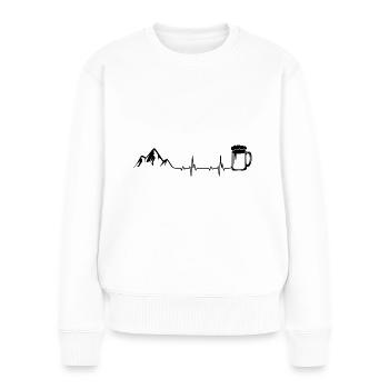 Herzschlag Berge und Bier - - Frauen Premium Bio Pullover - Weiß - Vorne - Julia (174cm)