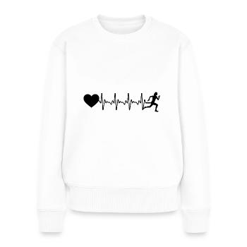 Cœur de battement de cœur et course - - Pull Premium bio Femme - blanc - Devant - Julia (174cm)