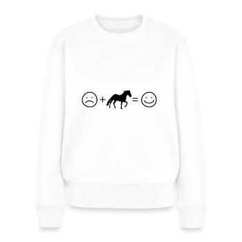 Smile Face und Pferd - (3) - Frauen Premium Bio Pullover - Weiß - Vorne - Julia (174cm)