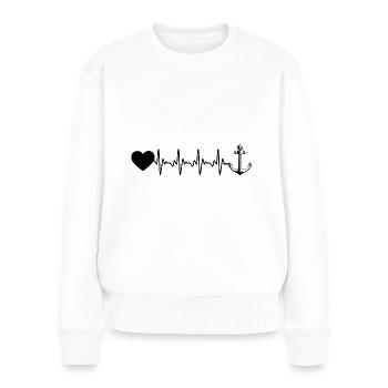 Heartbeat coeur et voilier - (2) - Pull Premium bio Femme - blanc - Devant - Julia (174cm)